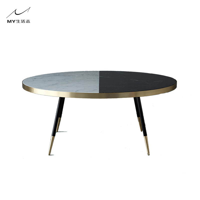北欧现代简约不锈钢小茶几客厅沙发大理石圆形桌创意边几角几组合