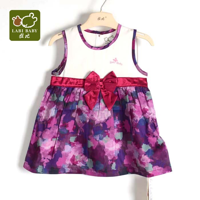拉比童装专卖夏季女童梭织有型透气背心裙婴幼儿宝宝韩版连衣裙
