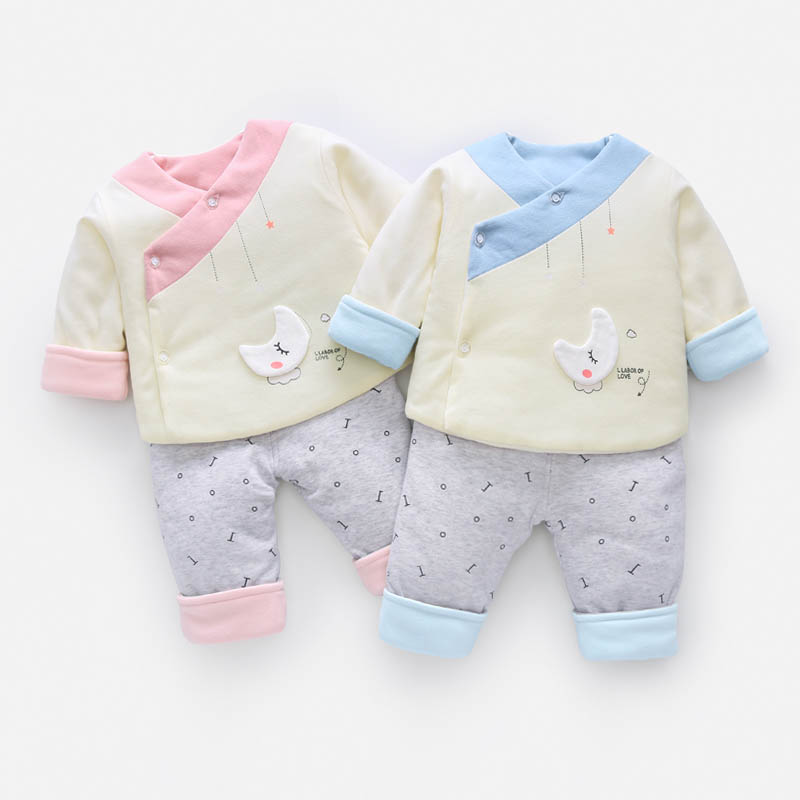 初生婴儿秋冬季棉衣套装彩棉加厚保暖0-6新生儿衣服分体保暖内衣