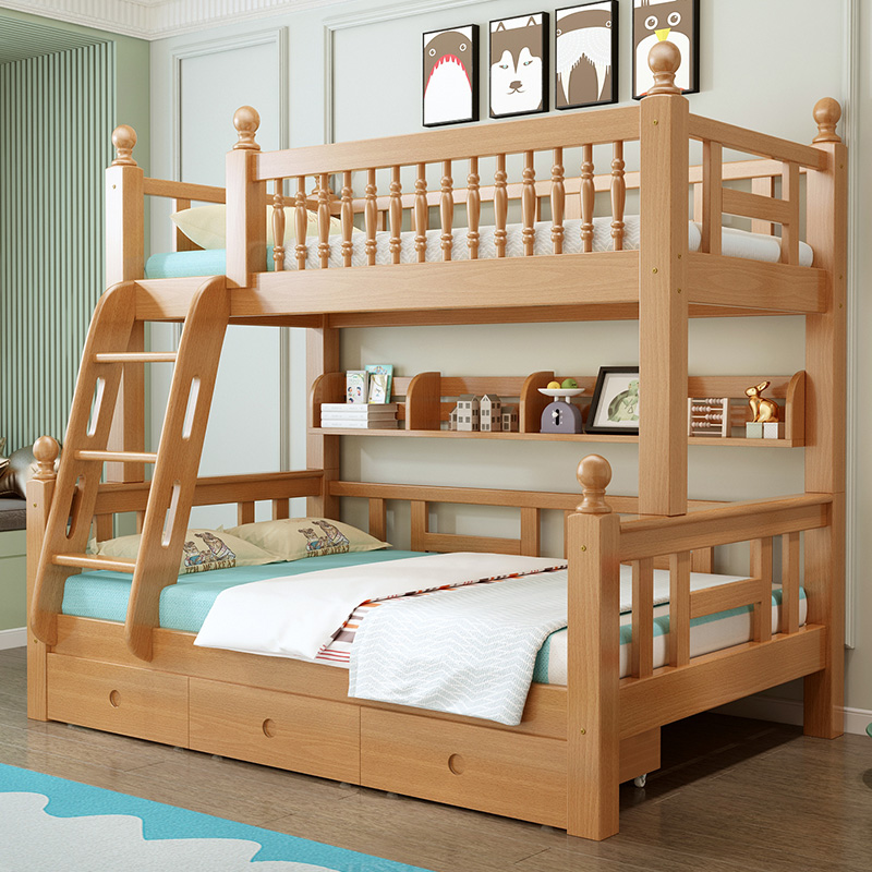 儿童床实木上下床双层床子母床上下铺榉木姐弟床s型组合床高低床
