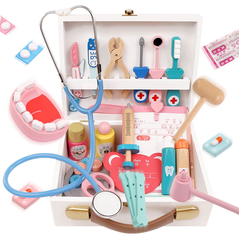 儿童小医生玩具套装女孩木制医疗箱打针护士男宝宝3-6岁过家家