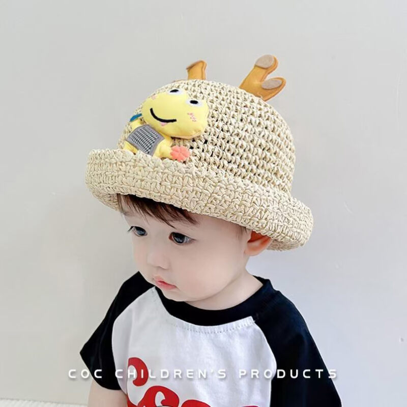 婴儿小凉帽宝宝帽子夏季薄款草帽儿童遮阳帽婴儿防晒帽男童女童渔