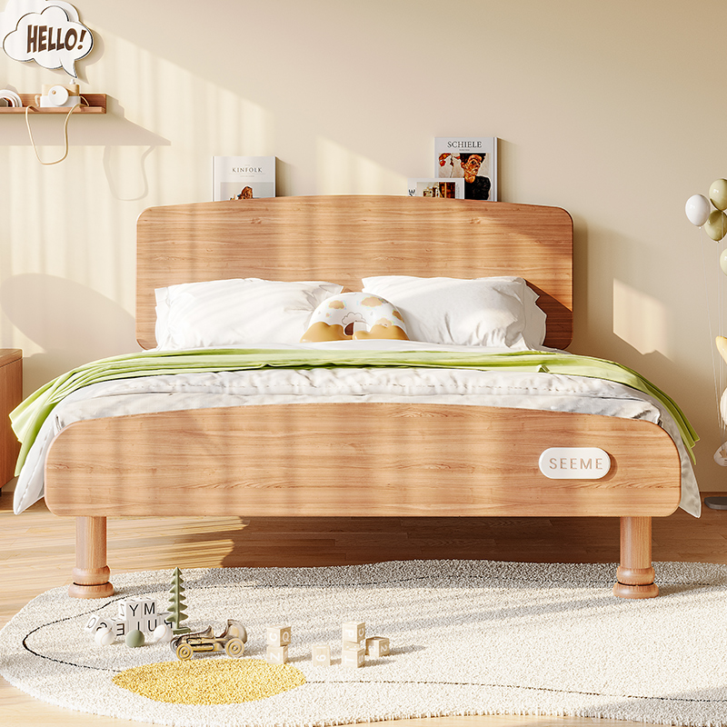 儿童床全实木床中古风红檀木床主卧1.5m大床现代简约小户型单人床