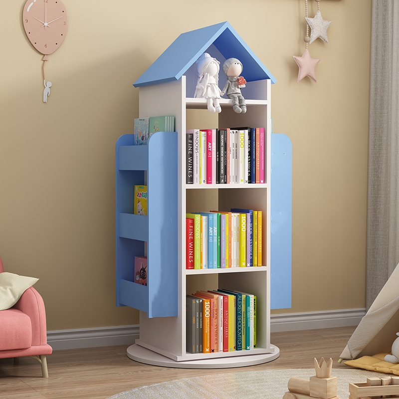旋转房子书架简约现代落地多层宝宝绘本架家用创意置物架儿童书柜