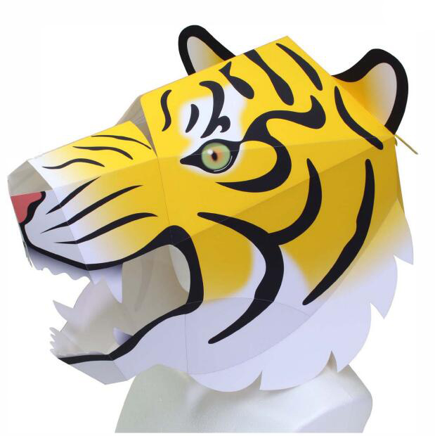 动物头饰头套老虎儿童面具3d立体纸模型DIY手工制作益智折纸玩具