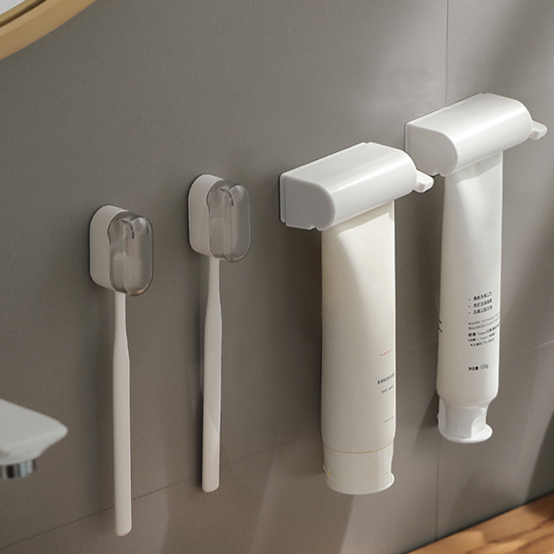 牙膏挤压器强力磁吸壁挂式浴室卫生间洗面奶手动挤压器牙刷置物架