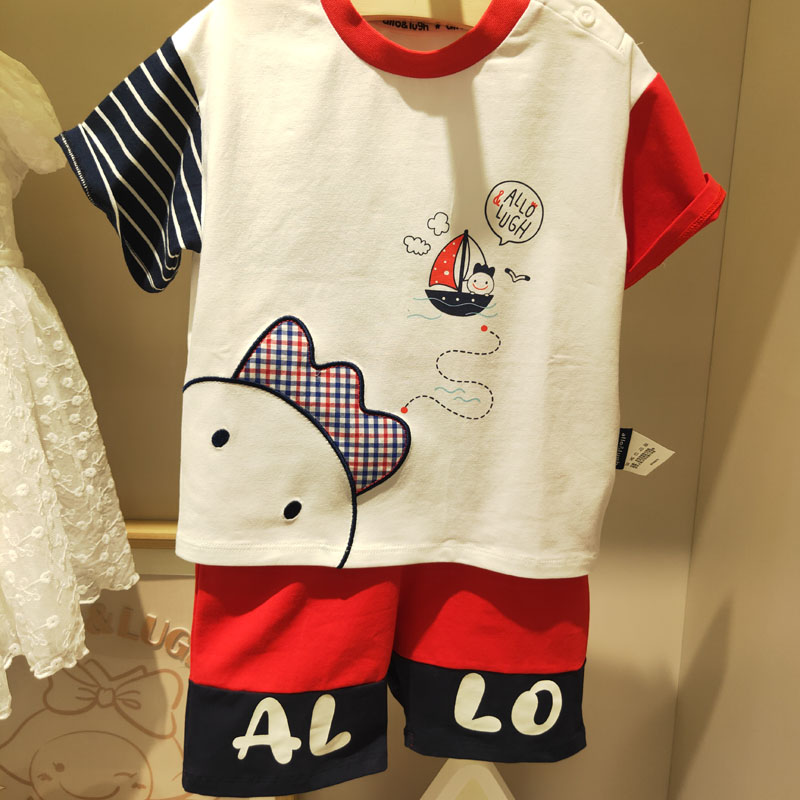 allolugh阿路和如商场同款23夏款男童休闲短袖二件套装ABCD1XA213