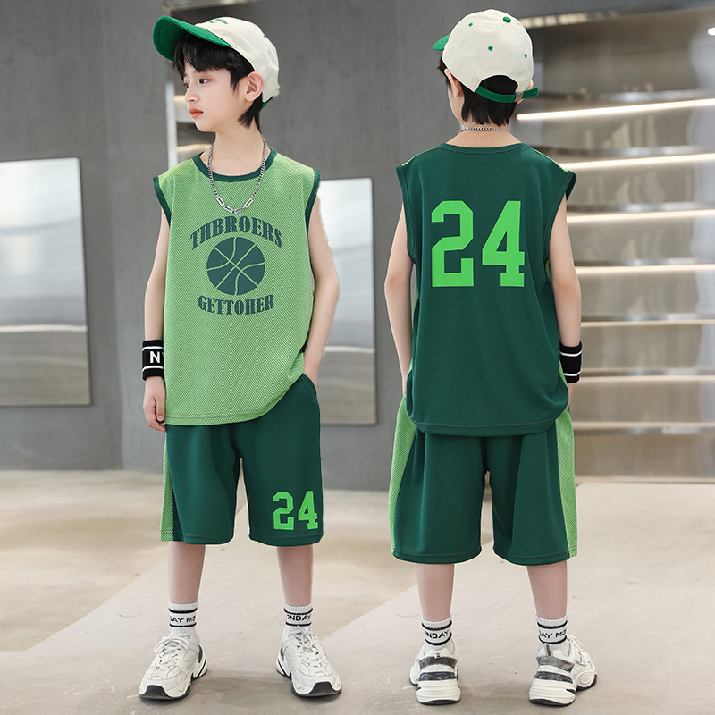 男童夏季篮球服套装新款中大童无袖背心运动速干衣两件套儿童球衣