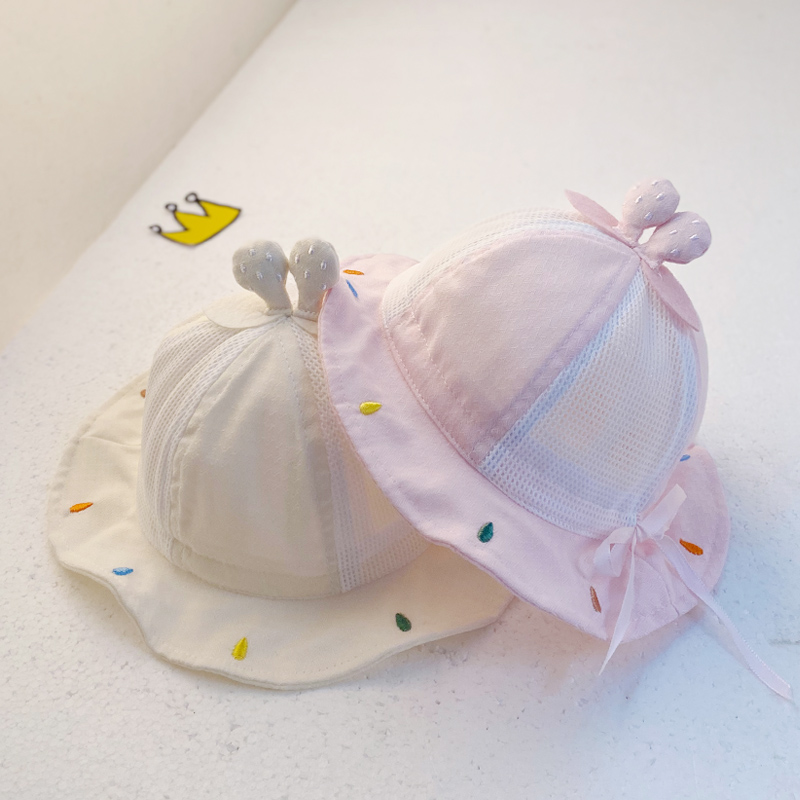 婴儿帽子夏季薄款遮阳帽男童女宝宝公主渔夫帽可爱网眼春天凉帽潮
