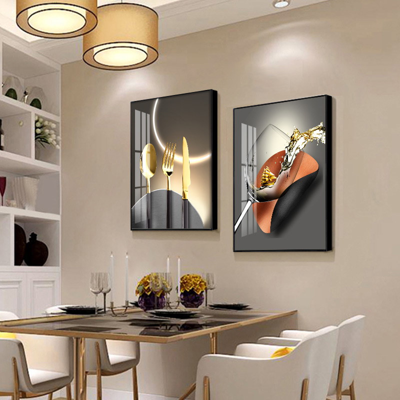 2024年新款餐厅装饰画现代简约饭厅餐桌挂画北欧轻奢高档两联壁画
