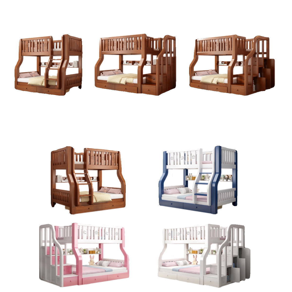 上下床双层床全实木双人高低子母床两层多功能组合儿童木床小户型