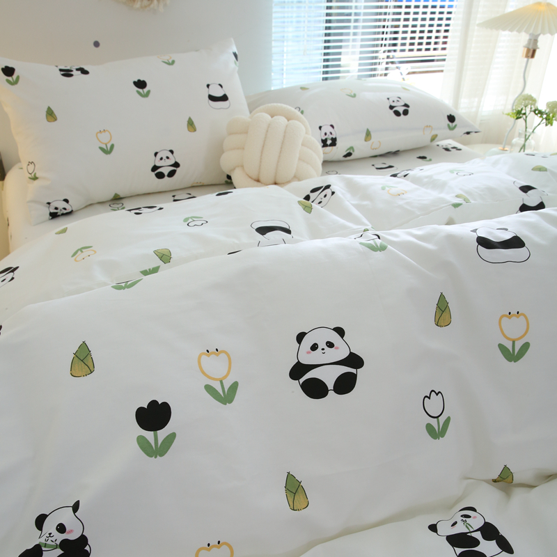 国潮熊猫 纯棉床单单件被套1.51.82.0枕套全棉加密厚斜纹可爱萌萌