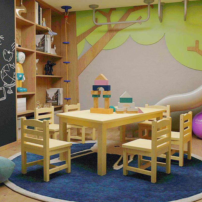 实木幼儿园桌椅长方桌儿童学习桌椅套装家用儿童写字桌学习桌课桌