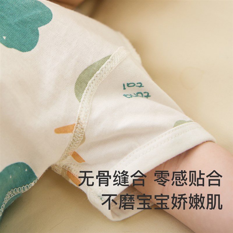 推荐夏季薄款1-18个月新生婴儿男女宝宝短袖偏开包屁连体衣2件装