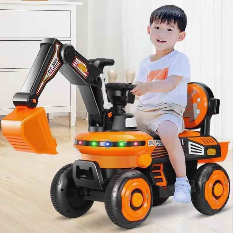 超大号儿童挖掘机0-7岁可坐可骑电动玩具车挖土机男女孩工程车