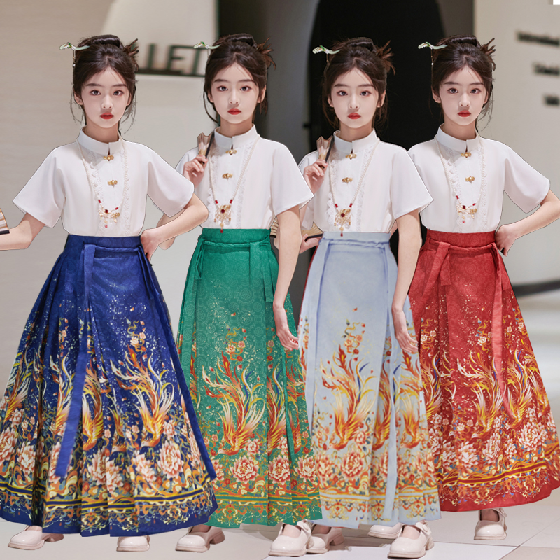 马面裙女童中国风古装套装2024新款超仙女孩中式汉服儿童唐装春夏