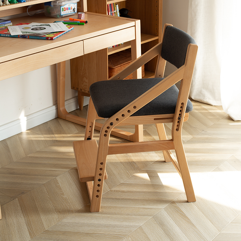 日本正版E•Toko儿童学习椅实木可升降学生写字成长调节餐椅椅子