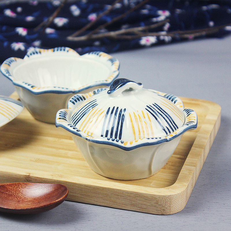 日式陶瓷蒸蛋碗带盖小碗餐厅盖盅燕窝炖盅鸡蛋羹蒸碗甜品小吃烤碗