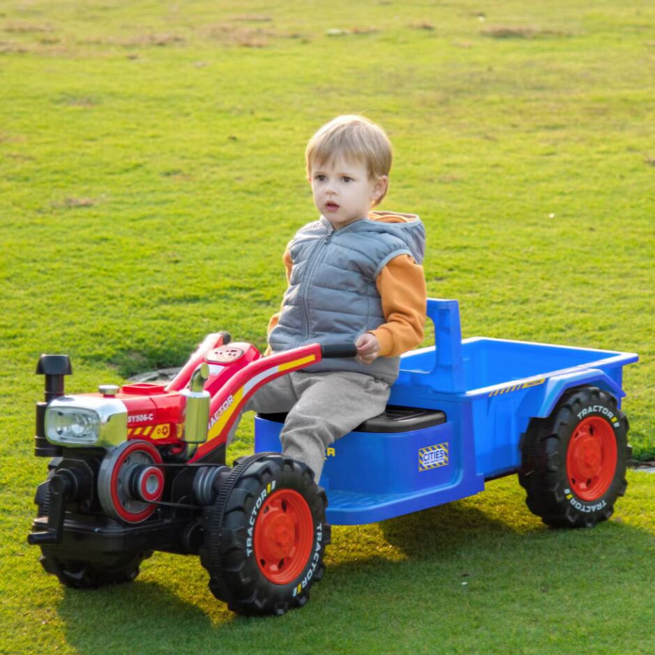 高档儿童电动车宝宝手扶车拖拉机玩具车四轮电动摩托汽车可坐人玩