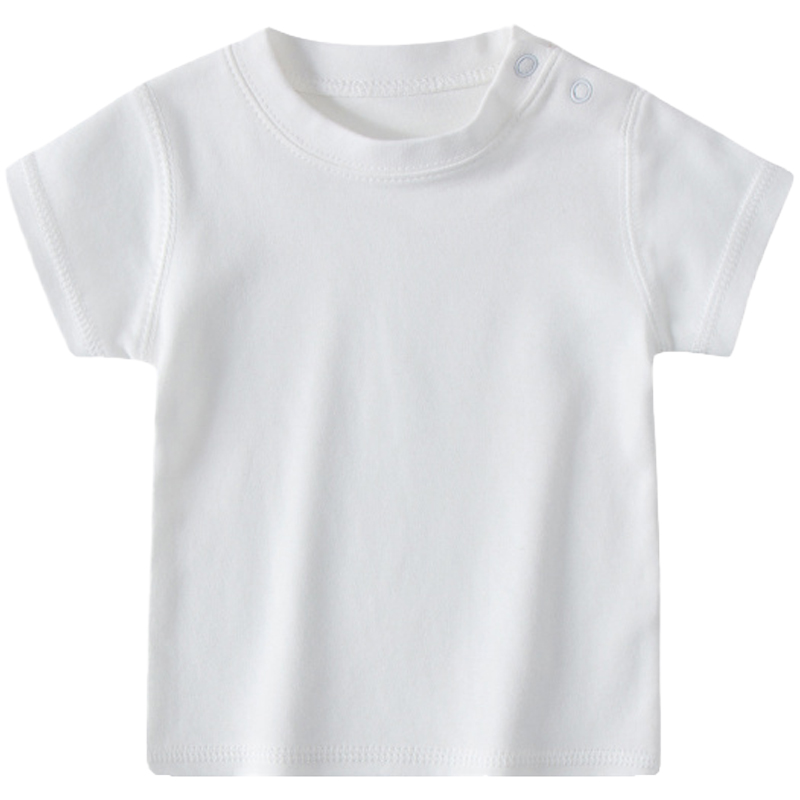 婴儿纯棉短袖儿童百搭圆领打底宝宝洋气白色上衣T恤夏季纯色半袖