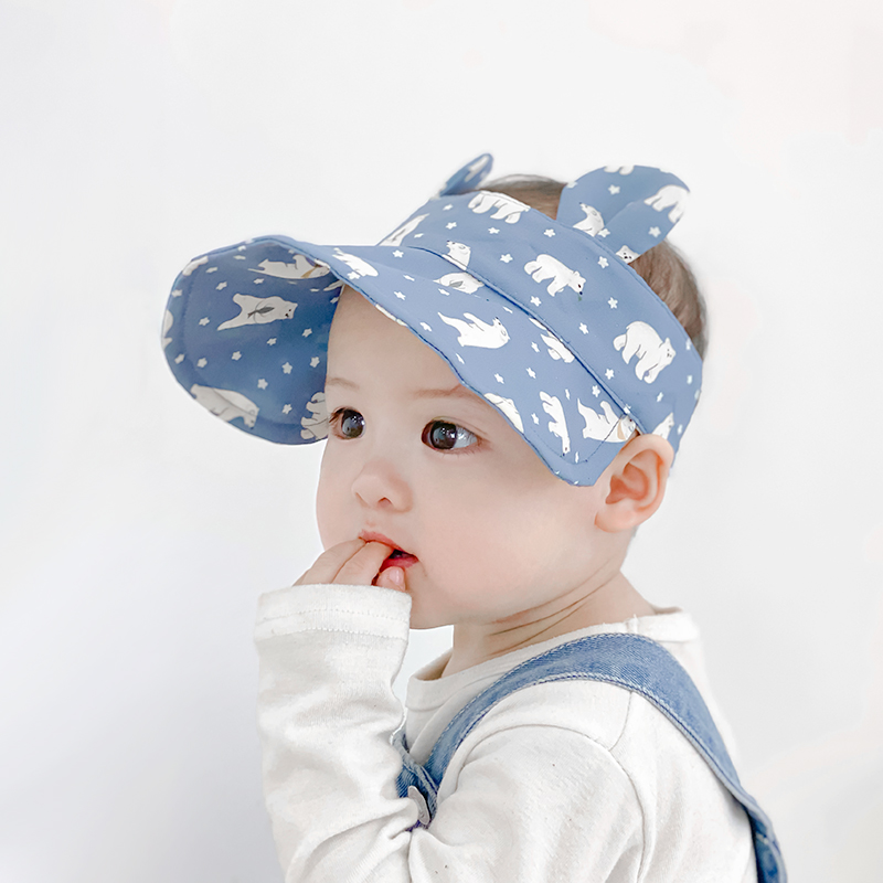 夏季婴儿帽子遮阳帽超萌可爱宝宝帽子防晒透气大檐空顶太阳帽薄款