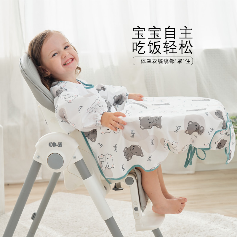 新款宝宝吃饭的围兜防水辅食婴儿一体式餐椅罩衣自主进食护衣防脏