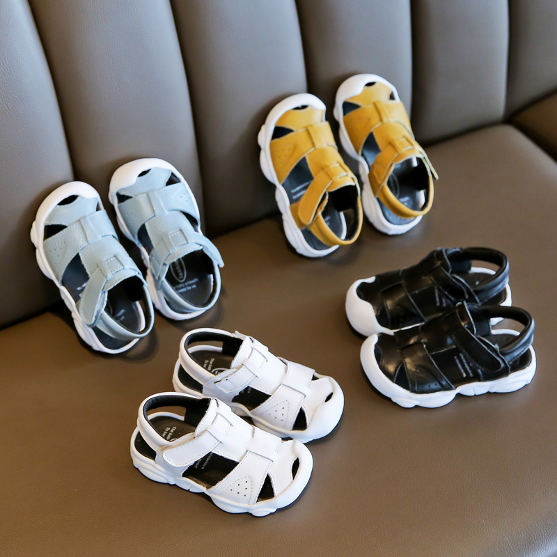 宝宝凉鞋夏包头防踢男1-3岁小童机能皮鞋4婴幼童真皮学步鞋10个月