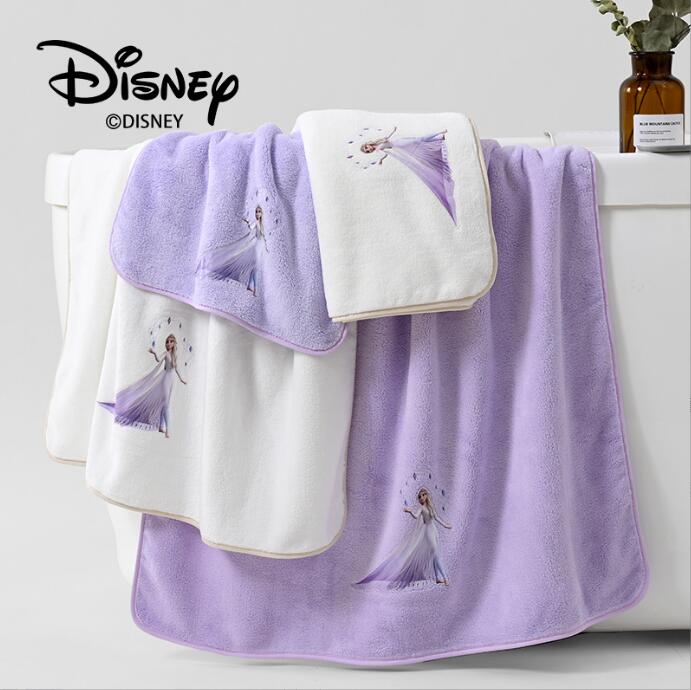 迪士尼艾莎公主大浴巾毛巾加厚速干家用柔软超强吸水儿童成人套装