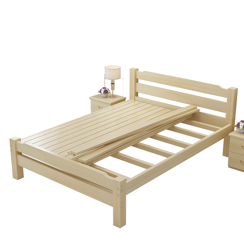 可定制简约实木床松木次卧单人双人床儿童床员工学生宿舍用床1.5m