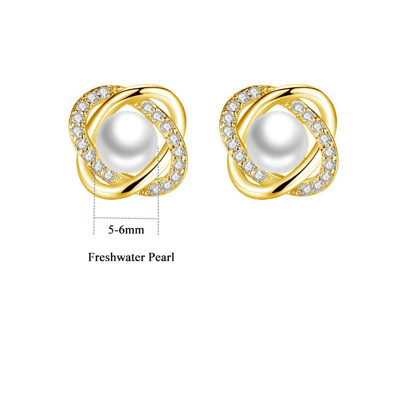 925纯银耳针天然珍珠镶钻耳钉新款潮高级感大气耳环气质百搭饰品