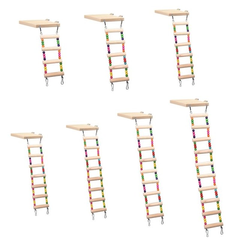 推荐Wooden Parrot Hamster Climbing Ladder Swing Play Toys Se