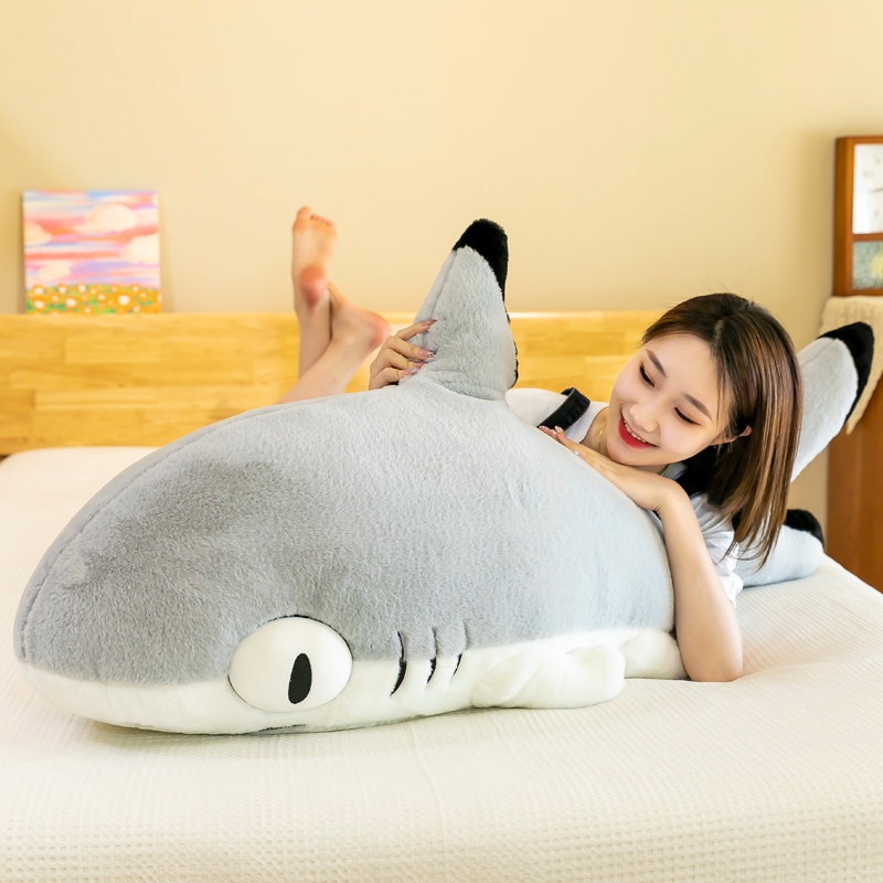 正品鲨鱼抱枕床上安抚鲨猫玩偶睡觉抱枕毛绒玩具可爱大号公仔男女