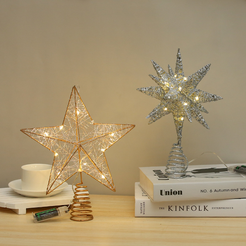圣诞树装饰发光铁艺星星商场家居橱窗树顶星ins风摆件圣诞节装饰
