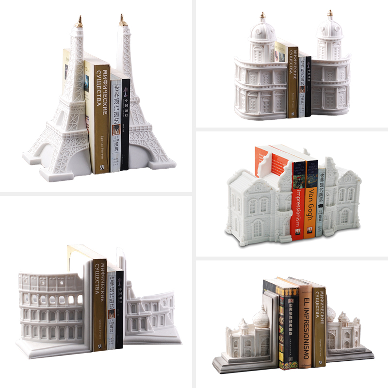 现代家居装饰摆件样板间软装饰品桌面书档书房工艺品建筑系列书靠