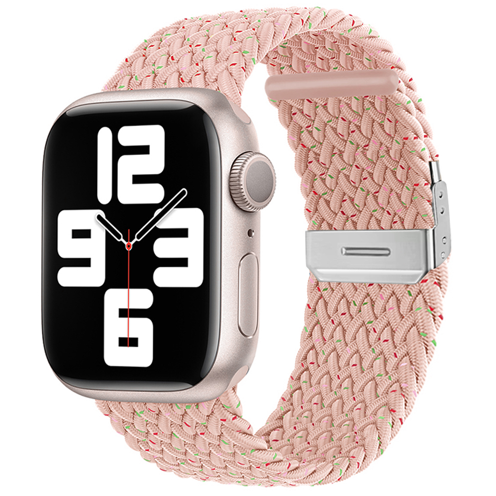 iserisewatch适用于applewatchs8表带苹果手表7ultra星光色iwatchs9尼龙表带编织透气高级创意45mm弹力女夏天
