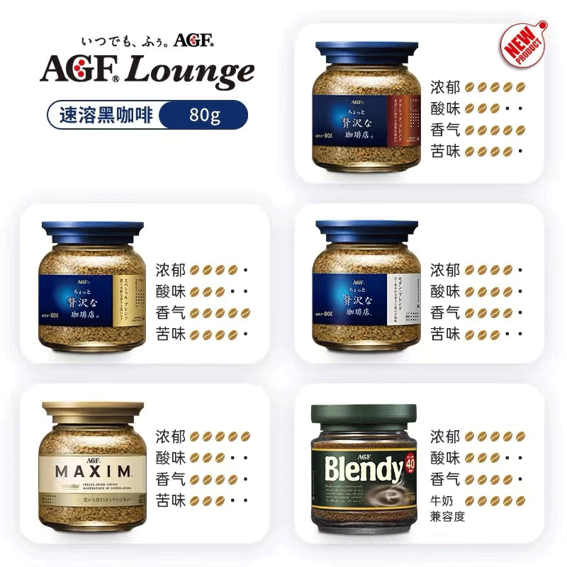 日本进口AGF Blendy蓝罐黑咖啡冻干美式马克西姆罐装手冲速溶咖啡