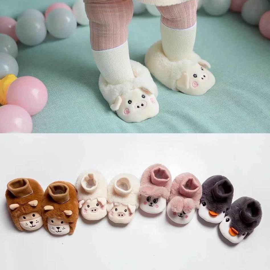 婴儿鞋冬季新款韩版鞋套卡通立体点胶地板袜可爱动物宝宝早教鞋袜