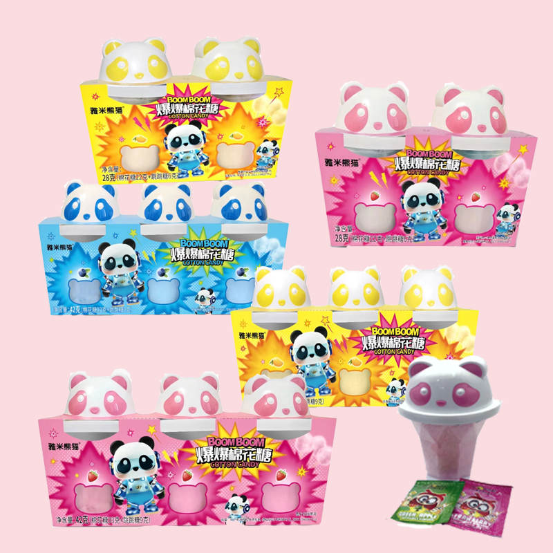 网红爆款雅米熊猫PANDA怀旧果味爆爆棉花糖造型可爱儿童零食卡通