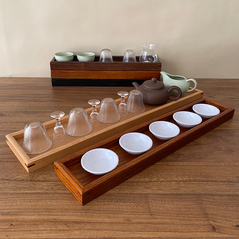 日式长方形托盘长条木盘茶盘杯托茶托木制零食盘试饮酒托寿司盘木