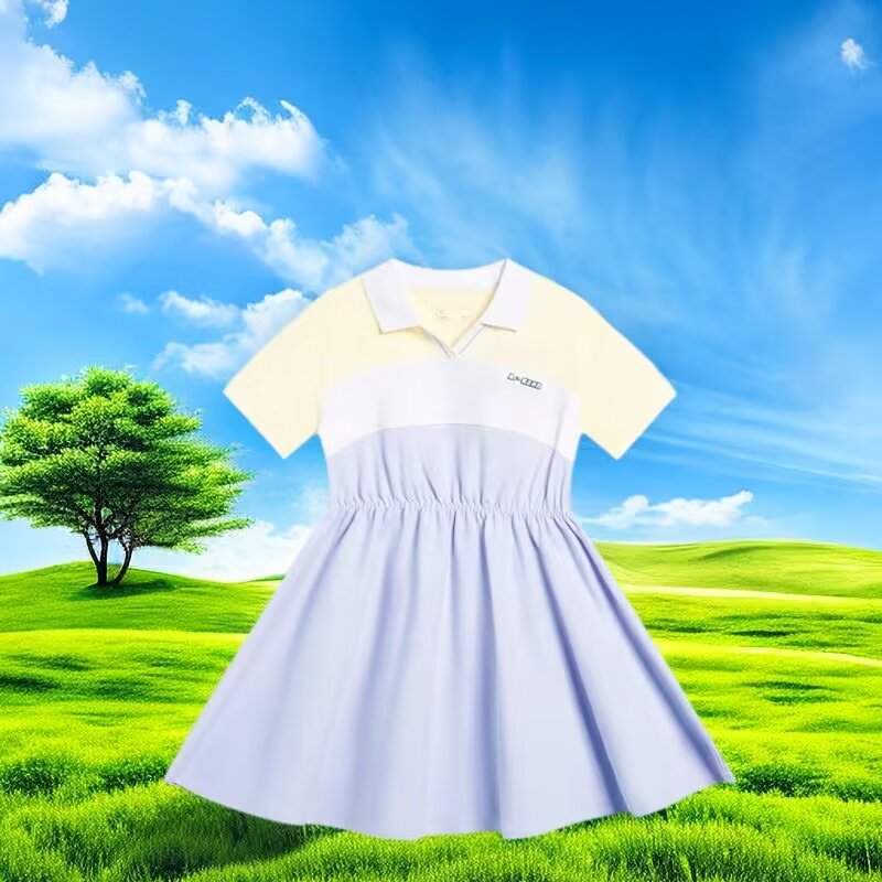 李宁儿童女大童短袖潮流系列夏季运动连衣裙