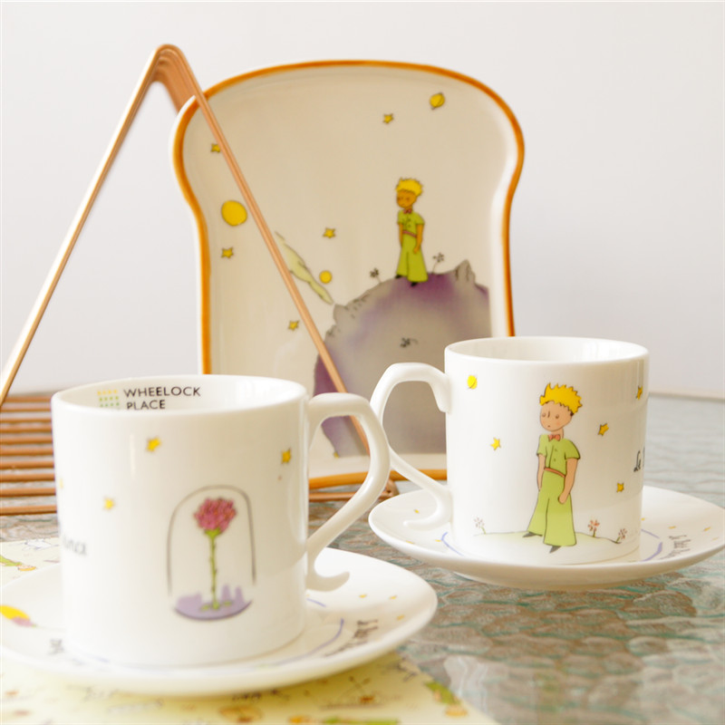 Le Petit Prince小王子玫瑰陶瓷马克杯含碟 经典童话双面图案套杯