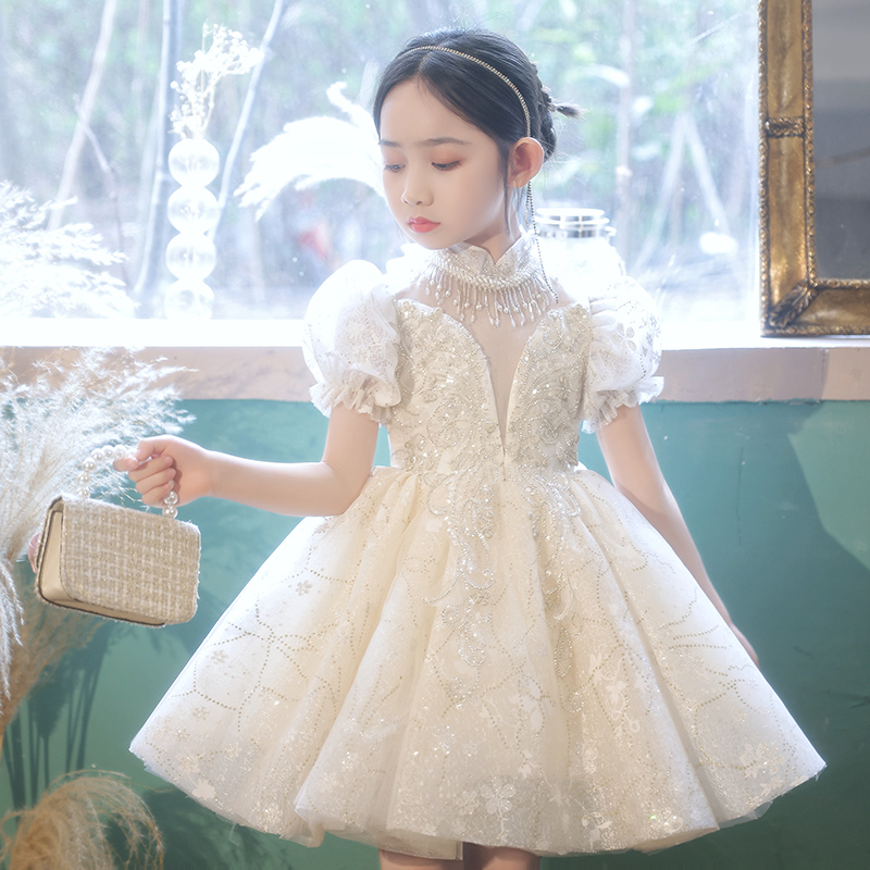 新品儿童礼服女孩演出服公主裙钢琴演奏表演服装小学生主持人蓬蓬