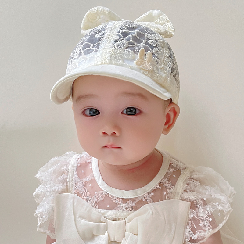 婴儿帽子夏季网眼女宝宝鸭舌帽公主小月龄棒球帽防晒太阳遮阳帽潮