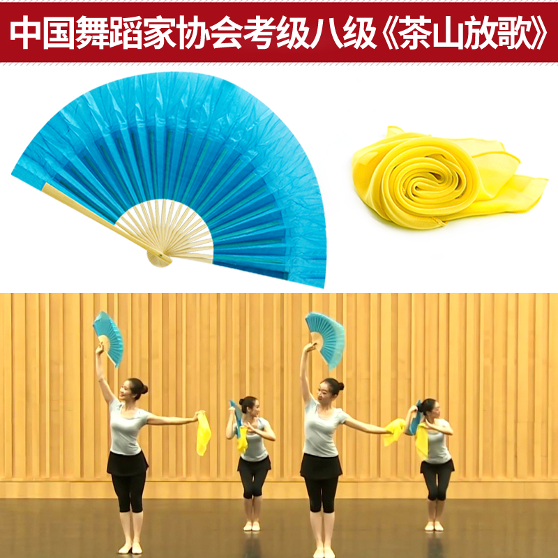 中国舞蹈家协会茶山放歌8寸八十考级安徽云南花鼓灯扇子手绢道具