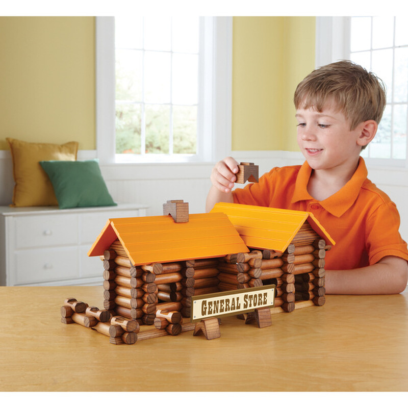 165粒林肯房积木 diy创意建造小木屋 原木建筑积木 儿童空间自创