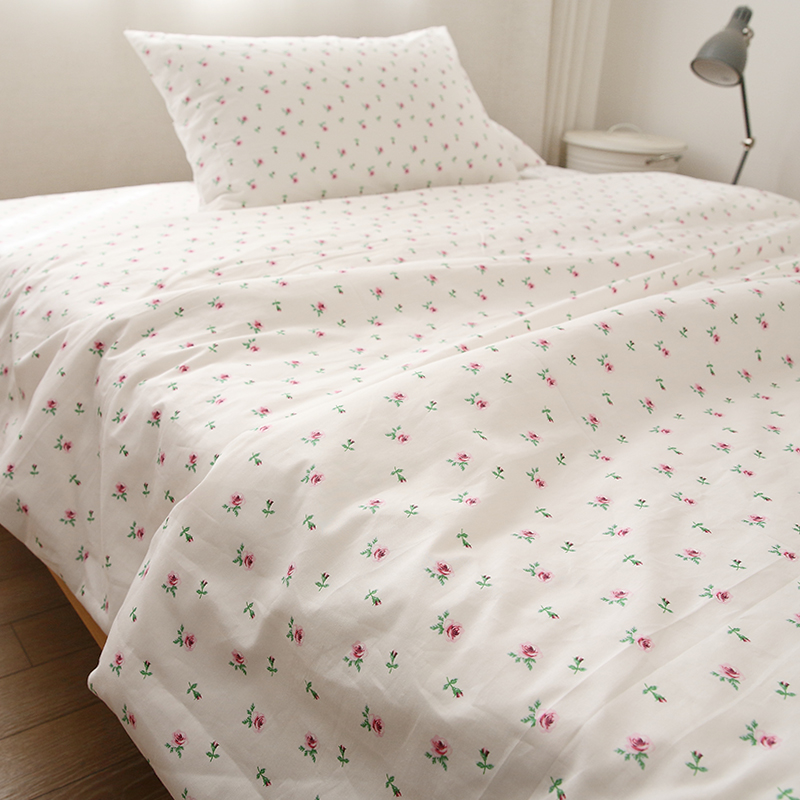小枝玫瑰床单花朵碎花纯棉床单被套枕套全棉被罩床笠可搭配四件套