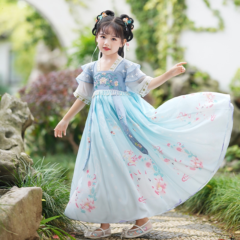 速发儿童汉服超仙夏季公主裙中国风古装刺绣唐装夏季甜美女童汉服