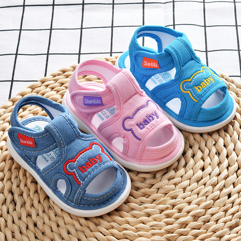 女宝宝布凉鞋夏季婴儿0一1-2岁3叫叫鞋防滑软底学步鞋男宝宝鞋子