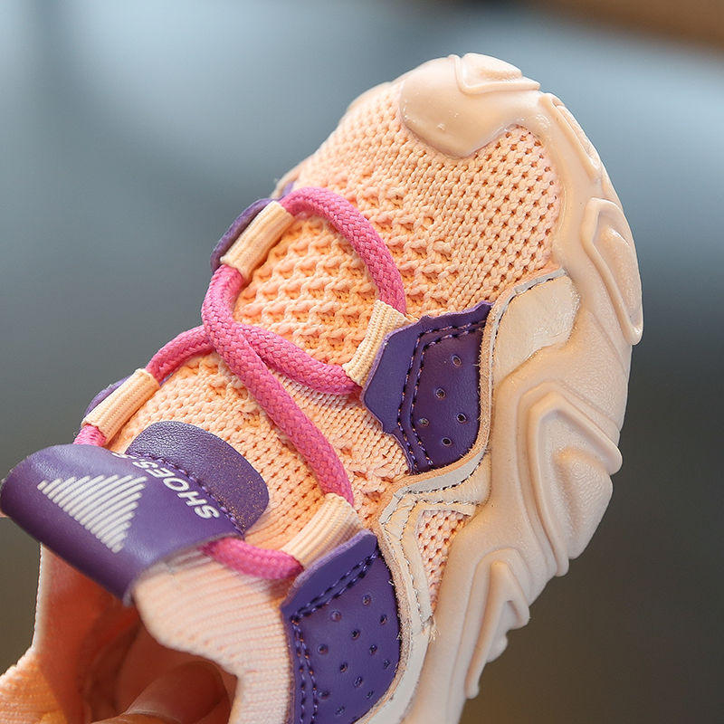 巴拉巴柆韩系宝宝鞋子女春秋透气飞织鞋男小童鞋运动婴儿软底学步