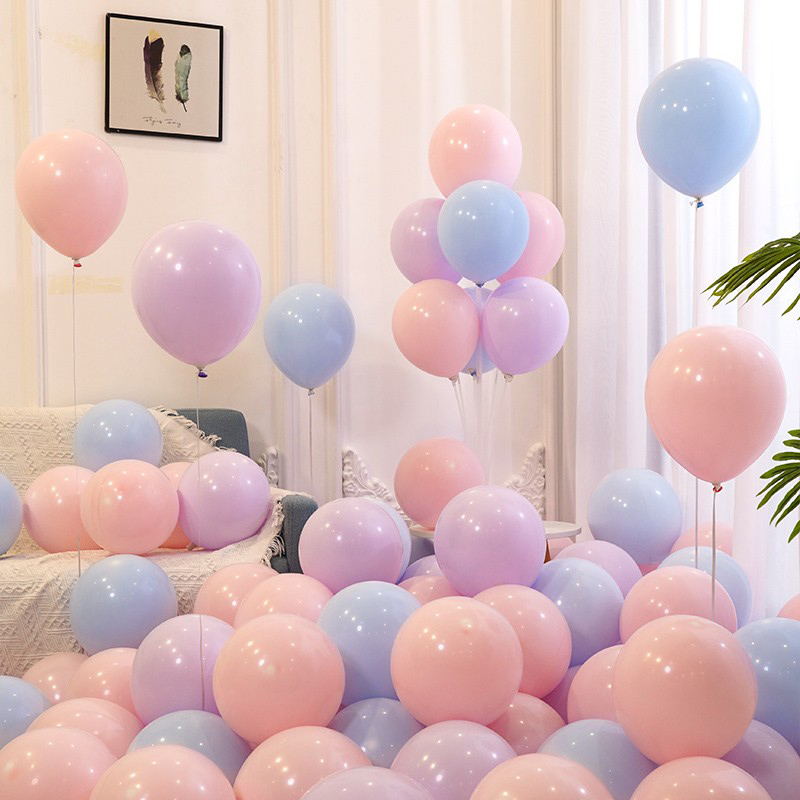 10寸马卡龙色系气球布置场景装饰品儿童加厚防爆无毒彩色粉色批发